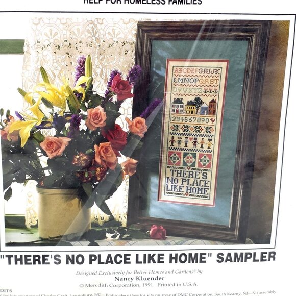 Charles Craft Cross Stitch Kit There's No Place Like Home Sampler 6 x 15 Vintage - Picture 1 of 7